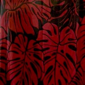 GEORGIA Palm Red + Black Modern Leaf Travel Blanket Towel Wrap Organic Cotton